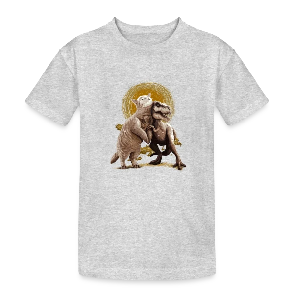 Chats et Dinos Amis : L'Aventure Décalée sur T-shirt coton épais ado
