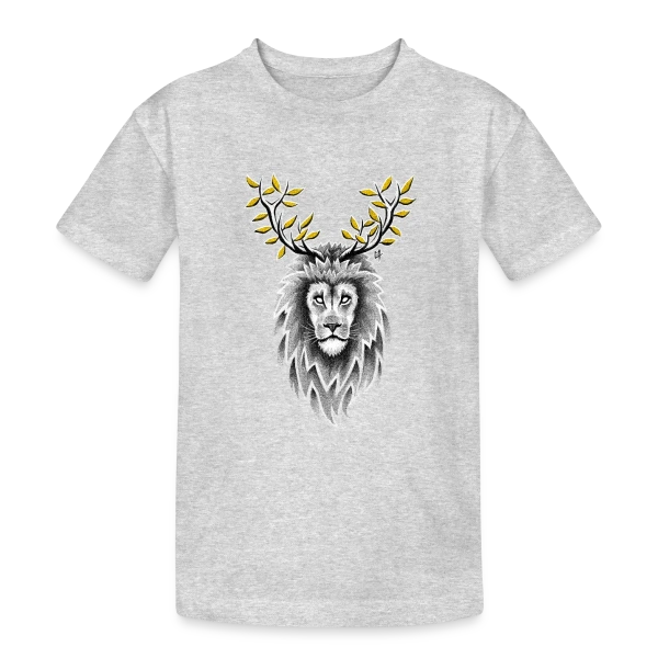 L'Esprit Sauvage : Cerf & Lion sur T-shirt coton épais ado