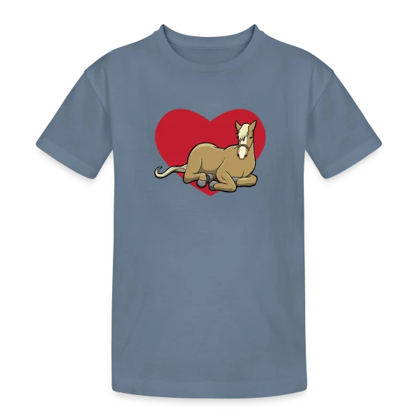 Cheval Câlin Cœur Rouge sur T-shirt coton épais ado