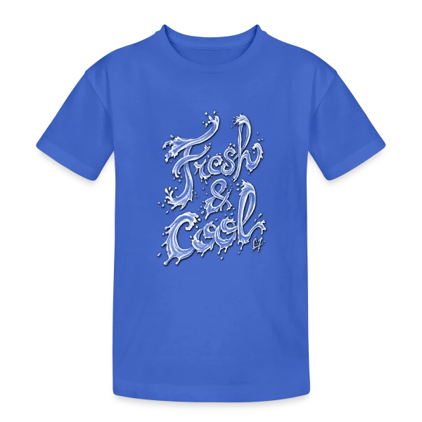 Typographie Aqua Fraîcheur sur T-shirt coton épais ado