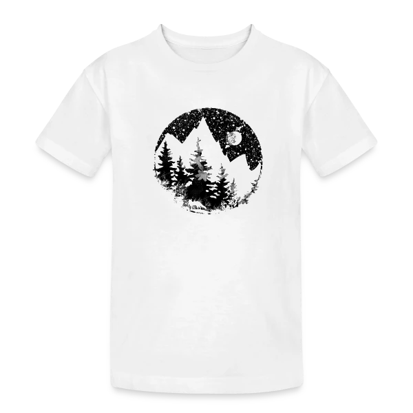 Paysage Montagneux Nocturne Fantastique sur T-shirt coton épais ado