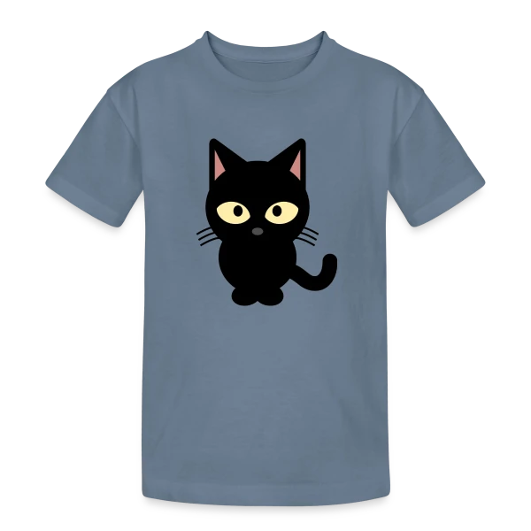 Chat Noir Mystérieux sur T-shirt coton épais ado