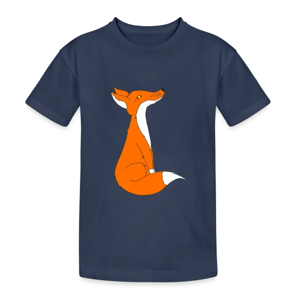Renard Curieux Cartoon sur T-shirt coton épais ado