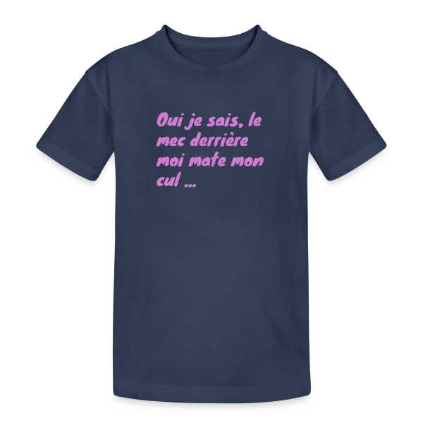 Humour Fessier Rose sur T-shirt coton épais ado