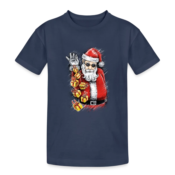 Père Noël Stylé et Généreux sur T-shirt coton épais ado