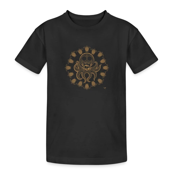 Crâne Poulpe sur T-shirt coton épais ado