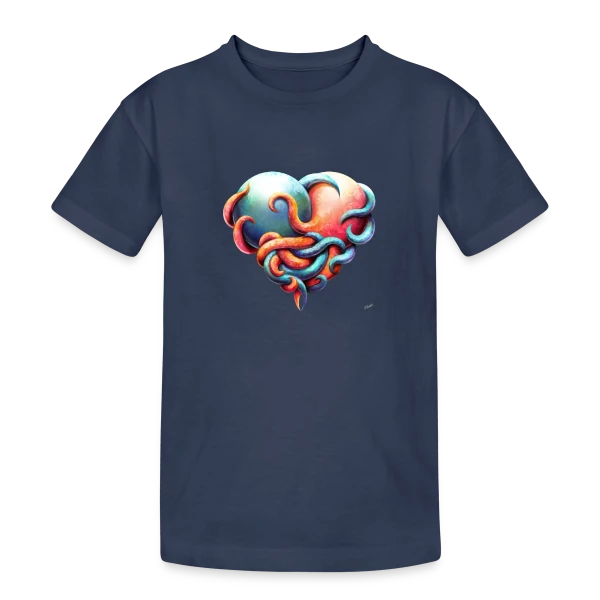 Grand Câlin Poulpe sur T-shirt coton épais ado