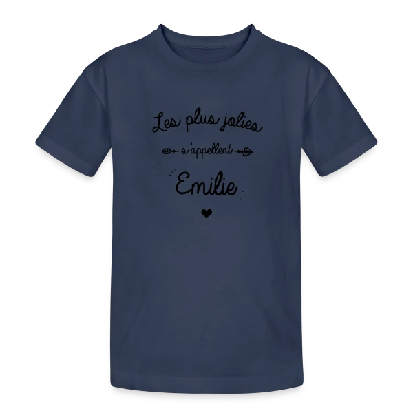 Prénom 'Émilie' - Le Cadeau Personnalisé Idéal sur T-shirt coton épais ado