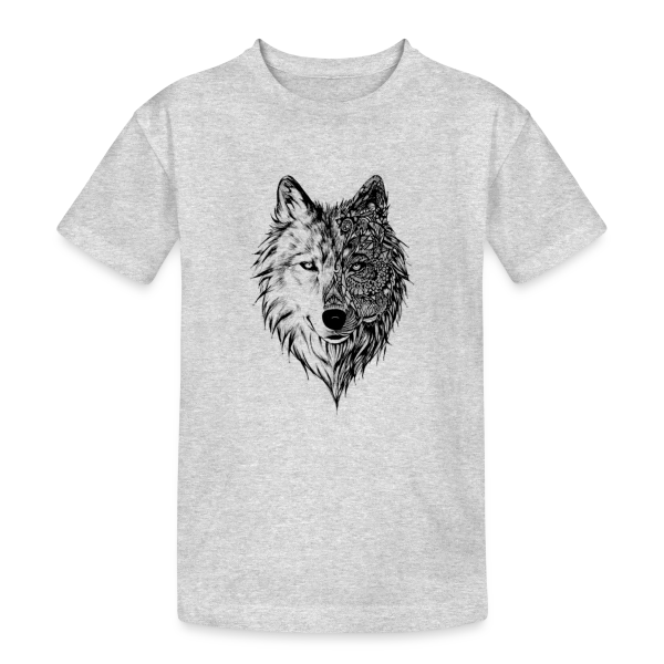 Loup Tribal Géométrique sur T-shirt coton épais ado