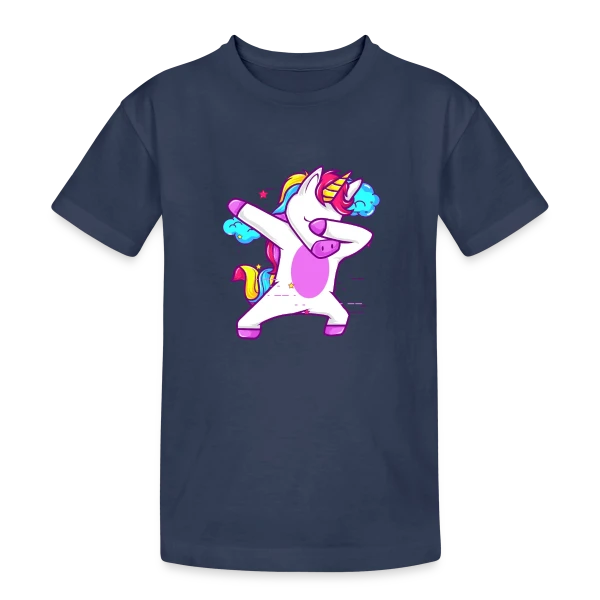 Licorne Dabbing Stylée Néon sur T-shirt coton épais ado