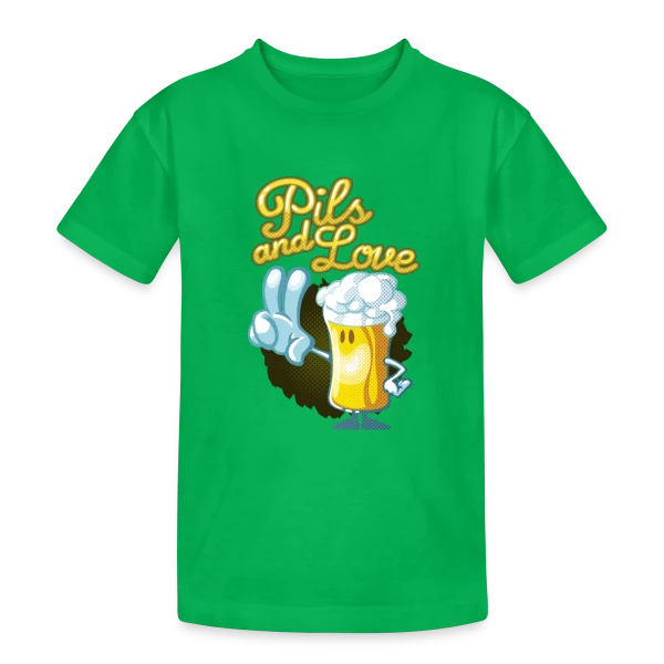 Pils & Love : La Bière et l'Amour en Version Cartoon sur T-shirt coton épais ado