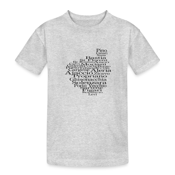 Carte Corse Villes Typographie sur T-shirt coton épais ado