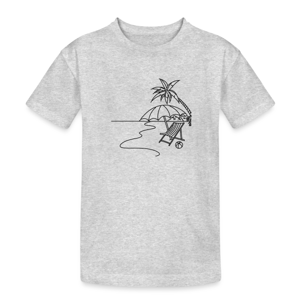 Scène de Plage Minimaliste sur T-shirt coton épais ado