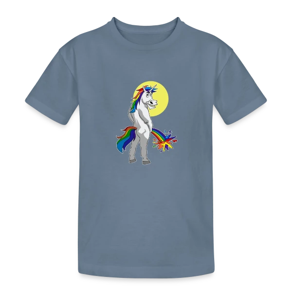 Licorne Pipi Arc-en-ciel sur T-shirt coton épais ado
