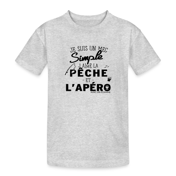 "Pêche & Apéro" : L'Humour du Pêcheur Relax sur T-shirt coton épais ado