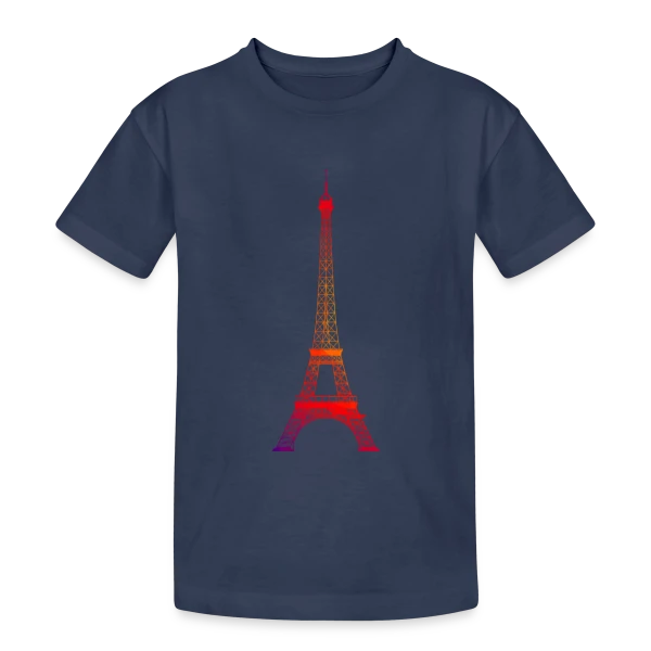 Tour Eiffel Dégradé sur T-shirt coton épais ado
