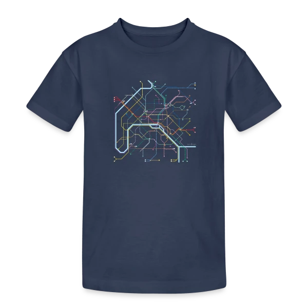 Plan Métro Paris Coloré sur T-shirt coton épais ado