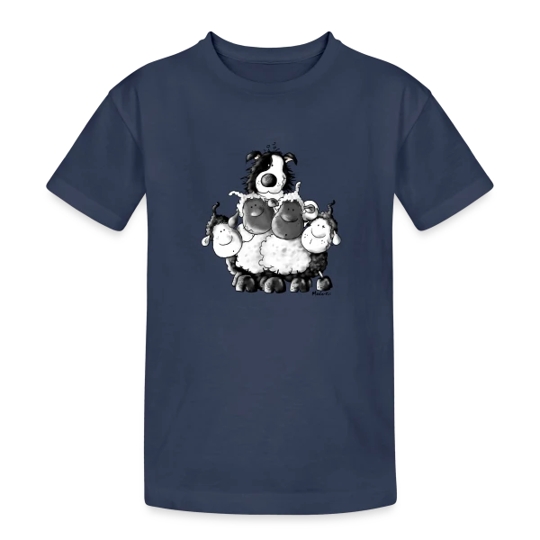 Border Collie et Moutons - Un Vrai Chien de Berger sur T-shirt coton épais ado