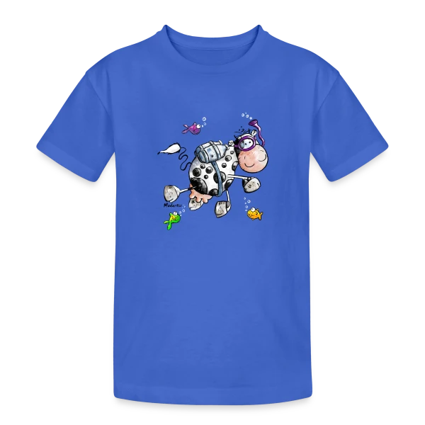 La Vache Marine Plongeuse Cartoon sur T-shirt coton épais ado