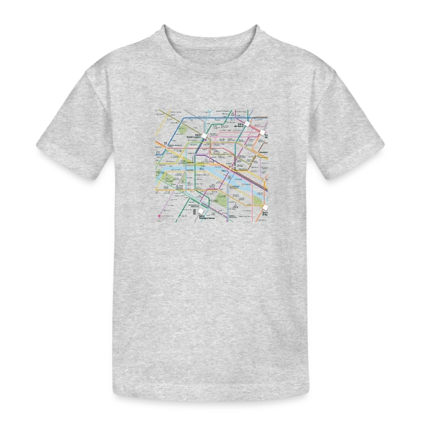 Plan Métro Parisien sur T-shirt coton épais ado