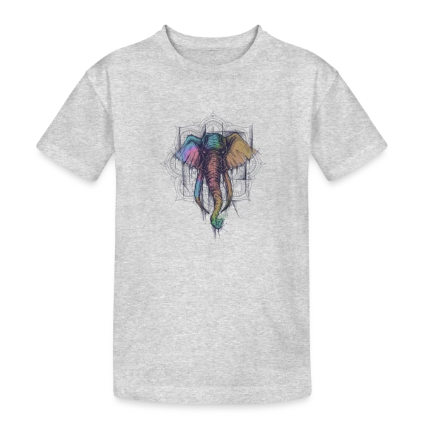 Éléphant Mandala Coloré - Harmonie Spirituelle sur T-shirt coton épais ado