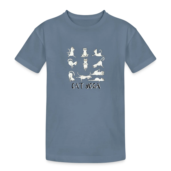 Chats Yoga Drôles sur T-shirt coton épais ado