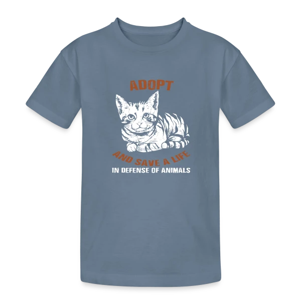 Adopte un Chat, Sauve une Vie sur T-shirt coton épais ado