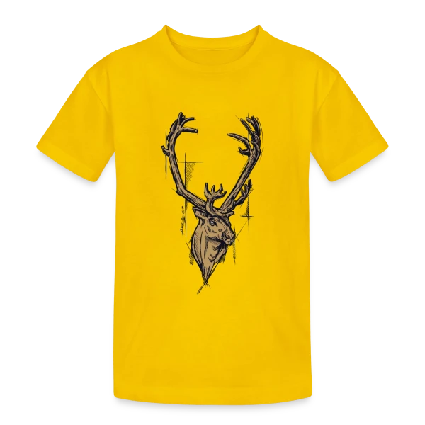 Renne Doré Majestueux sur T-shirt coton épais ado