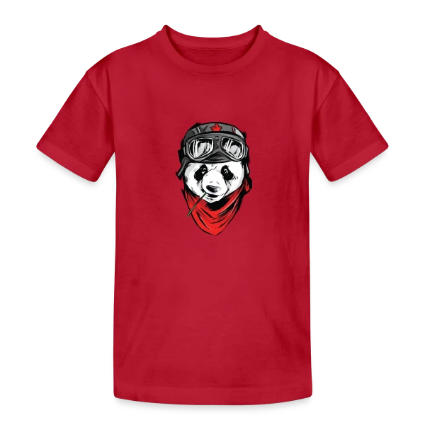 Panda Pilote Rebelle sur T-shirt coton épais ado