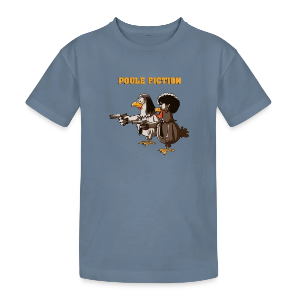Poule Fiction sur T-shirt coton épais ado