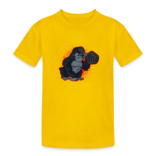 Gorille Musculation - Force et Humour sur T-shirt coton épais ado