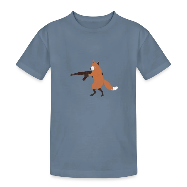 Renard Rebelle Armé sur T-shirt coton épais ado