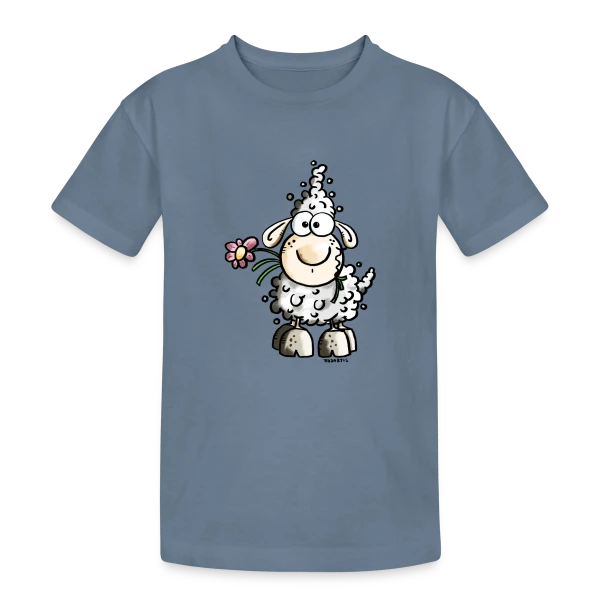 Adorable Mouton Gourmand - Fleur et Humour sur T-shirt coton épais ado