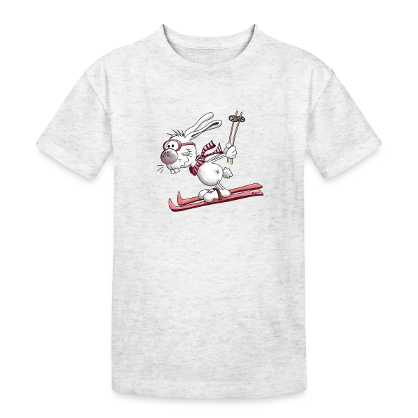 Lapin Skieur sur la Piste sur T-shirt coton épais ado