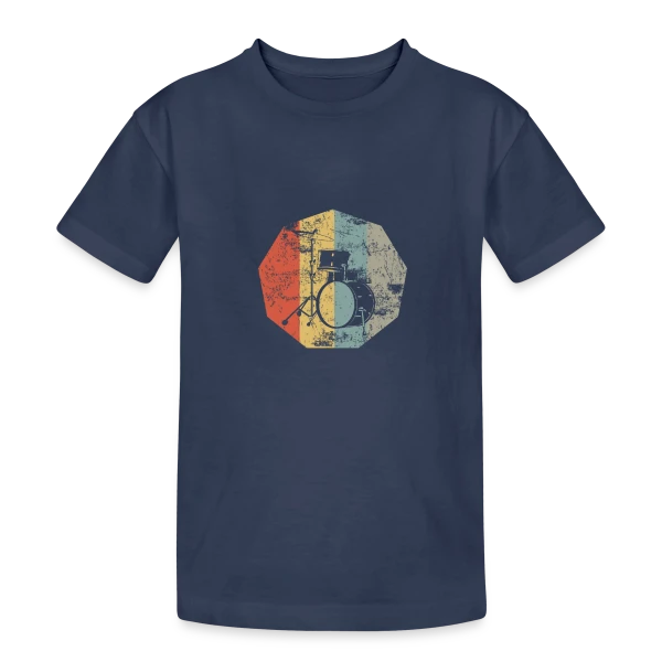 Batterie Rétro Musique Vintage sur T-shirt coton épais ado
