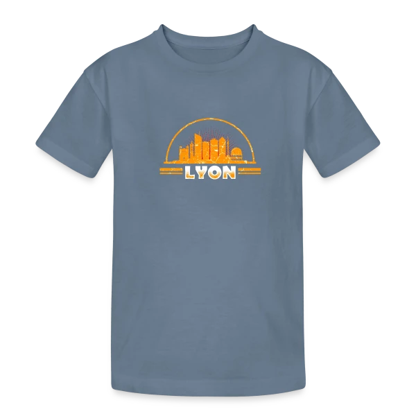 Lyon Skyline Vintage sur T-shirt coton épais ado