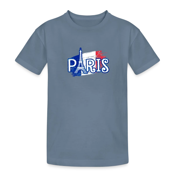 Paris Tour Eiffel Drapeau sur T-shirt coton épais ado