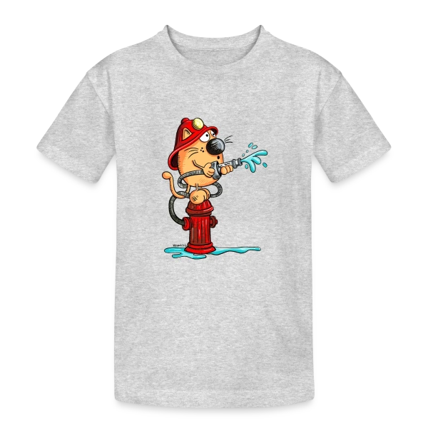Le Chat Pompier Rigolo sur T-shirt coton épais ado