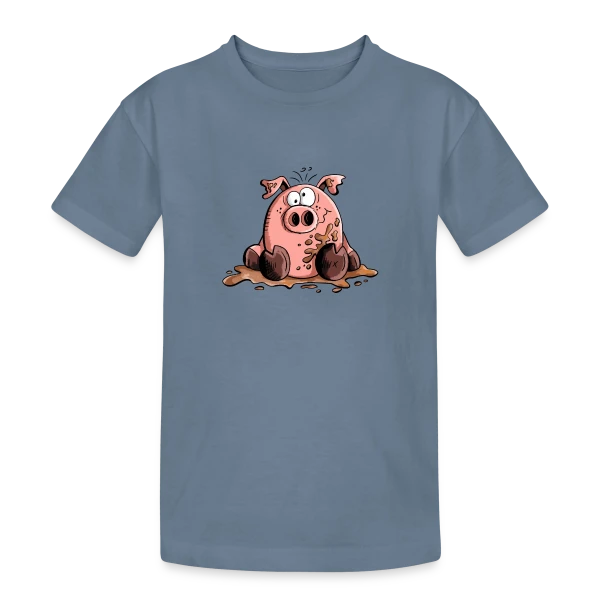 Cochon dans la boue - Animal de la ferme sur T-shirt coton épais ado