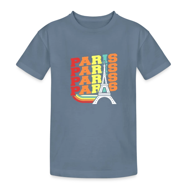 Paris Rétro Ondulé sur T-shirt coton épais ado