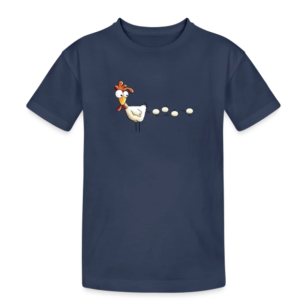 Attention, projectile poule ! Humour basse-cour sur T-shirt coton épais ado