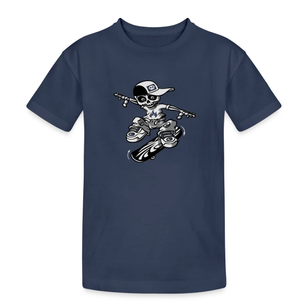 Squelette Skateur : Le Rider de l'Au-delà sur T-shirt coton épais ado