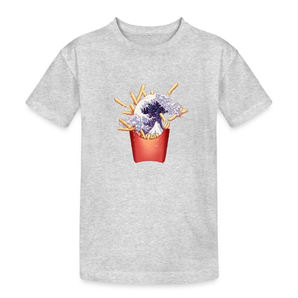 La Grande Vague de Kanagawa et Frites sur T-shirt coton épais ado