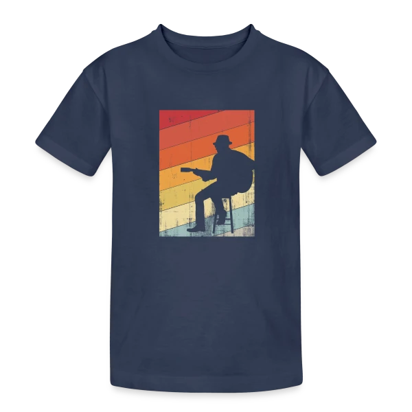 Guitariste Jazz Rétro sur T-shirt coton épais ado