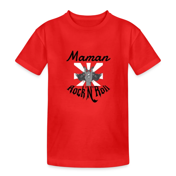 Maman Rock'N'Roll sur T-shirt coton épais ado