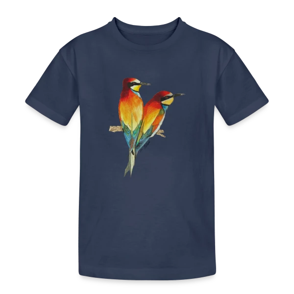 Guêpiers d'Europe Colorés sur T-shirt coton épais ado
