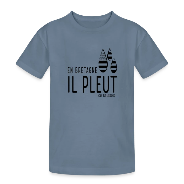 Bretagne Pluie Humour sur T-shirt coton épais ado