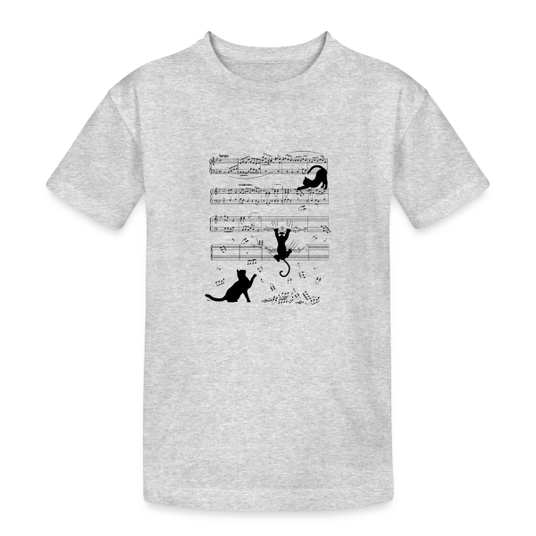 Chats Musiciens Partitions sur T-shirt coton épais ado