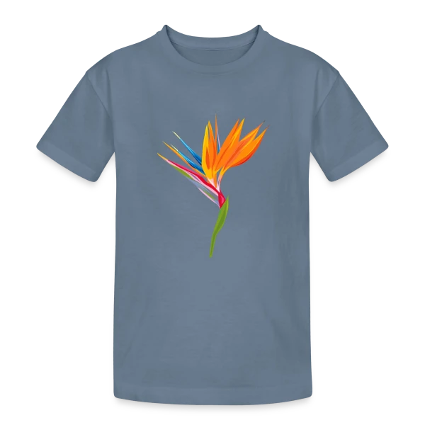 Fleur Oiseau Paradis Exotique sur T-shirt coton épais ado
