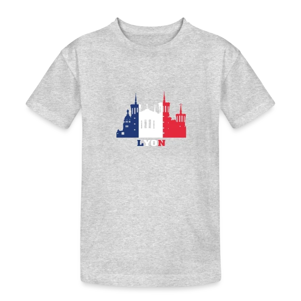 Lyon Monuments Drapeau sur T-shirt coton épais ado